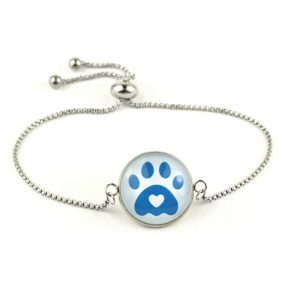   Nemesacél üveglencsés állítható méretű karkötő - tappancs mancs (0201)