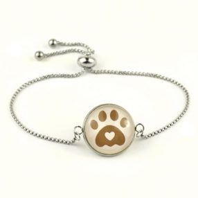   Nemesacél üveglencsés állítható méretű karkötő - tappancs mancs (0202)