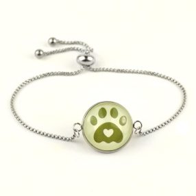   Nemesacél üveglencsés állítható méretű karkötő - tappancs mancs (0203)