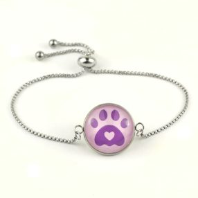   Nemesacél üveglencsés állítható méretű karkötő - tappancs mancs (0206)