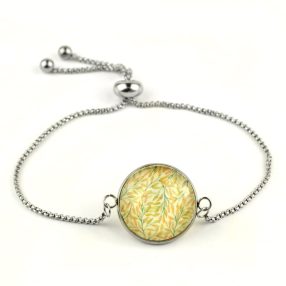   Nemesacél üveglencsés állítható méretű karkötő - indás (3700)