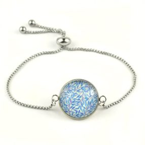   Nemesacél üveglencsés állítható méretű karkötő - indás (3701)