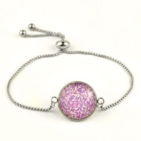   Nemesacél üveglencsés állítható méretű karkötő - indás (3702)