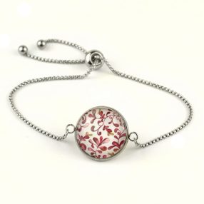   Nemesacél üveglencsés állítható méretű karkötő - indás (3709)