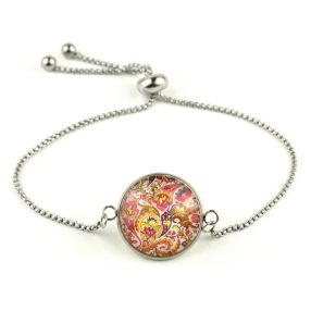   Nemesacél üveglencsés állítható méretű karkötő - perzsa mintás (4000)