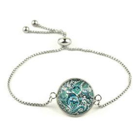   Nemesacél üveglencsés állítható méretű karkötő - perzsa mintás (4006)