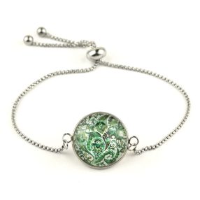   Nemesacél üveglencsés állítható méretű karkötő - perzsa mintás (4007)