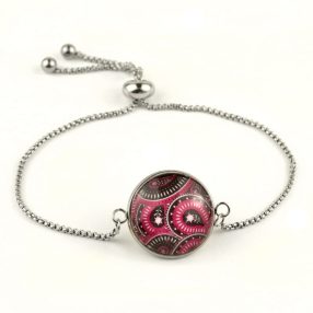   Nemesacél üveglencsés állítható méretű karkötő - perzsa mintás (4013)