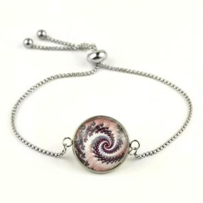   Nemesacél üveglencsés állítható méretű karkötő - fraktál (4502)