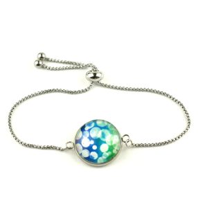   Nemesacél üveglencsés állítható méretű karkötő - buborékos (5502)