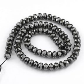 Hematit ásványgyöngy - 5x8mm-es FAZETTÁLT fánk - 1db