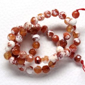   Tűzachát (hevített) ásványgyöngy - 6mm-es FAZETTÁLT golyó - 1db