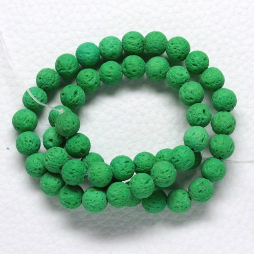 Lávakő (festett zöld) gyöngy - 8mm-es golyó - 1db