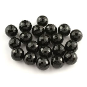   Fekete turmalin (sörl) ásványgyöngy - 10mm-es FAZETTÁLT golyó - 1db