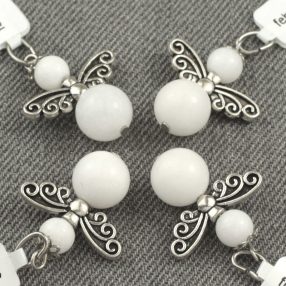   Fehér "jáde" ásványmedál - 2cm-es angyal / tündér