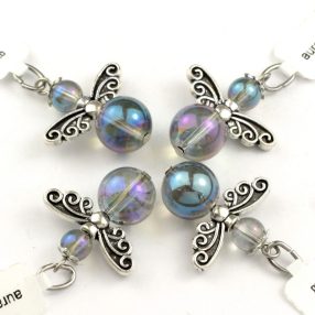   Aura kvarc (kékes-lilás) ásványmedál - 2cm-es angyal / tündér