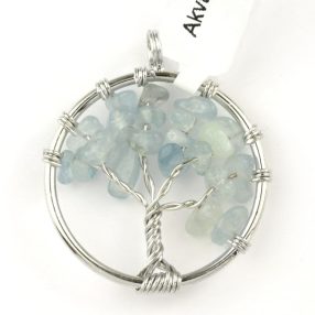 Akvamarin életfa medál - 3cm-es