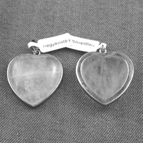   Hegyikristály ásványmedál - 3,5cm-es szív, fém keretben