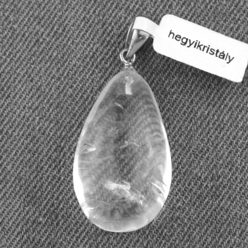 Hegyikristály ásványmedál - 3,5x2,5cm-es pufi csepp