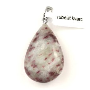  Rubellit kvarcásványmedál - 3x2cm-es pufi csepp