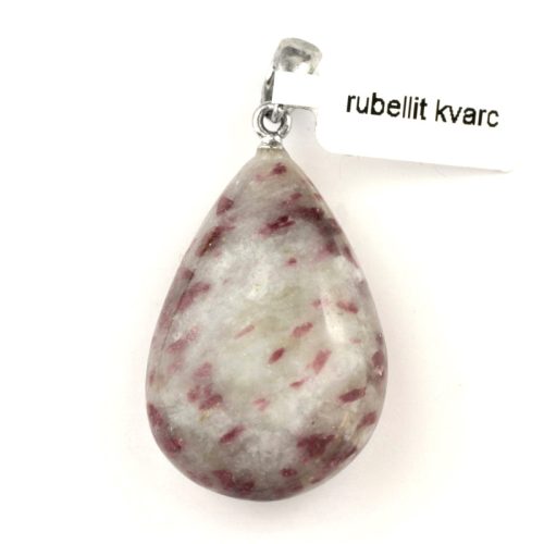  Rubellit kvarcásványmedál - 3x2cm-es pufi csepp