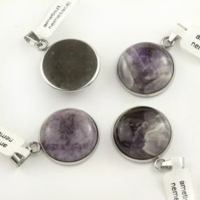  Ásványmedál - ametiszt kaboson nemesacél foglalatban- 2cm-es