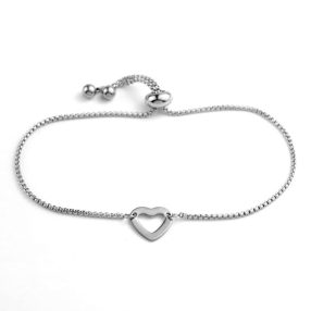 Nemesacél kontúr szív állítható méretű karkötő