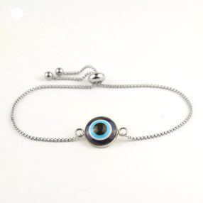   Nemesacél állítható méretű karkötő műgyanta Nazar szemmel