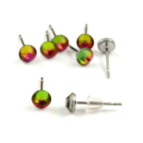   Strasszos fülbevaló nemesacél beszúrós alapon - 4,7mm - crystal vitrail medium