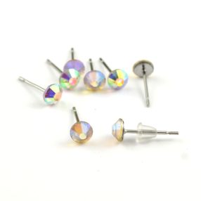   Strasszos fülbevaló nemesacél beszúrós alapon - 4,7mm - light orange AB