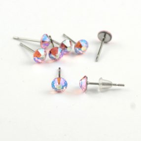   Strasszos fülbevaló nemesacél beszúrós alapon - 4,7mm - light peach AB