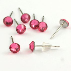   Strasszos fülbevaló nemesacél beszúrós alapon - 4,7mm - rose