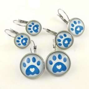   Nemesacél üveglencsés franciakapcsos fülbevaló - választható méretben - tappancs mancs (0201)