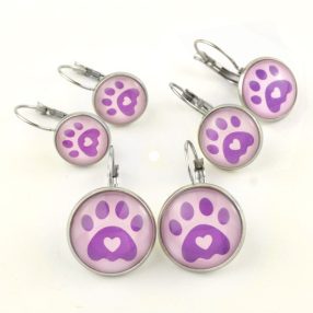   Nemesacél üveglencsés franciakapcsos fülbevaló - választható méretben - tappancs mancs (0206)