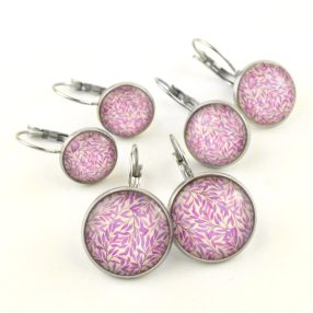 Nemesacél üveglencsés franciakapcsos fülbevaló - választható méretben - indás (3701)