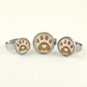   Nemesacél üveglencsés gyűrű - választható méretben - tappancs mancs (0202)