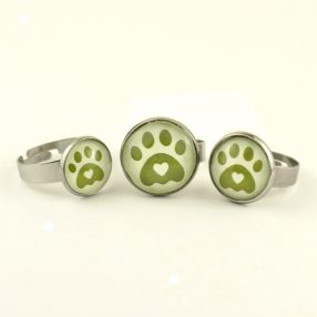   Nemesacél üveglencsés gyűrű - választható méretben - tappancs mancs (0203)