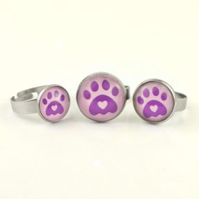   Nemesacél üveglencsés gyűrű - választható méretben - tappancs mancs (0206)