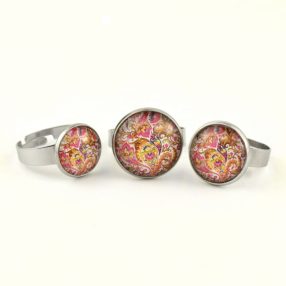   Nemesacél üveglencsés gyűrű - választható méretben - perzsa mintás (4000)