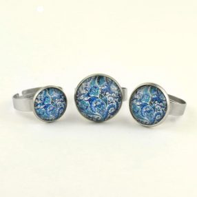   Nemesacél üveglencsés gyűrű - választható méretben - perzsa mintás (4008)