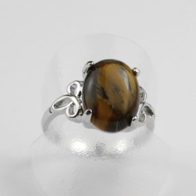   Fém gyűrű befoglalt tigrisszem ásvánnyal - gyűrűméret: 18mm