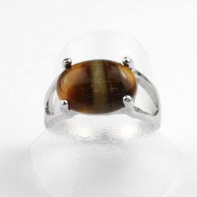   Fém gyűrű befoglalt tigrisszem ásvánnyal - gyűrűméret: 18mm
