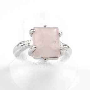   Fém gyűrű befoglalt rózsakvarc ásvánnyal - gyűrűméret: 19mm