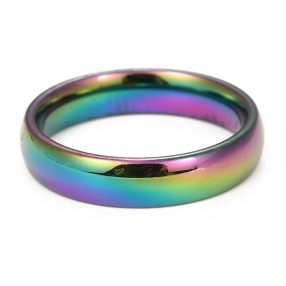   Nemesacél 4mm szélességű karikagyűrű, szivárvány színű - méret: 7 (17,4mm)