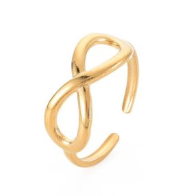   Nemesacél gyűrű, 18k aranyozott - állítható méretű - végtelen szimbólummal