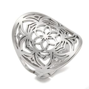 Nemesacél gyűrű - állítható méretű - mandala