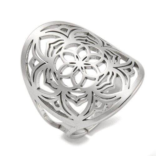 Nemesacél gyűrű - állítható méretű - mandala