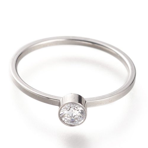 Strasszos nemesacél gyűrű - 17,5mm