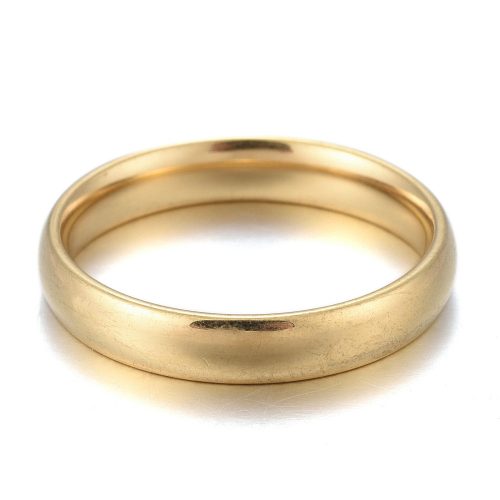 Nemesacél 4mm szélességű karikagyűrű, arany színű - méret: 9 (19mm)