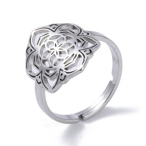 Nemesacél gyűrű - állítható méretű - mandala